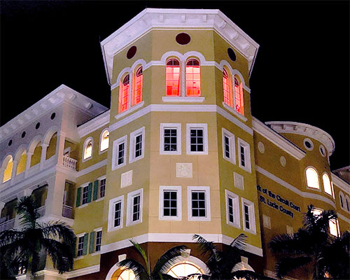 The St. Lucie Clerk & Comptroller building at 201 S. Indian River Drive will Light Up Orange for Hunger Action Month.